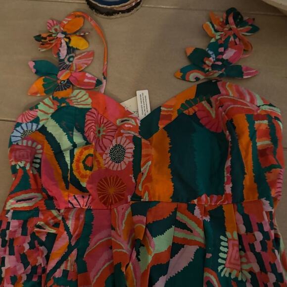 FARM RIO Anthropologie Pleated Palm Midi Dress New w/ Tags SOO plus size pockets - Picture 16 of 16
